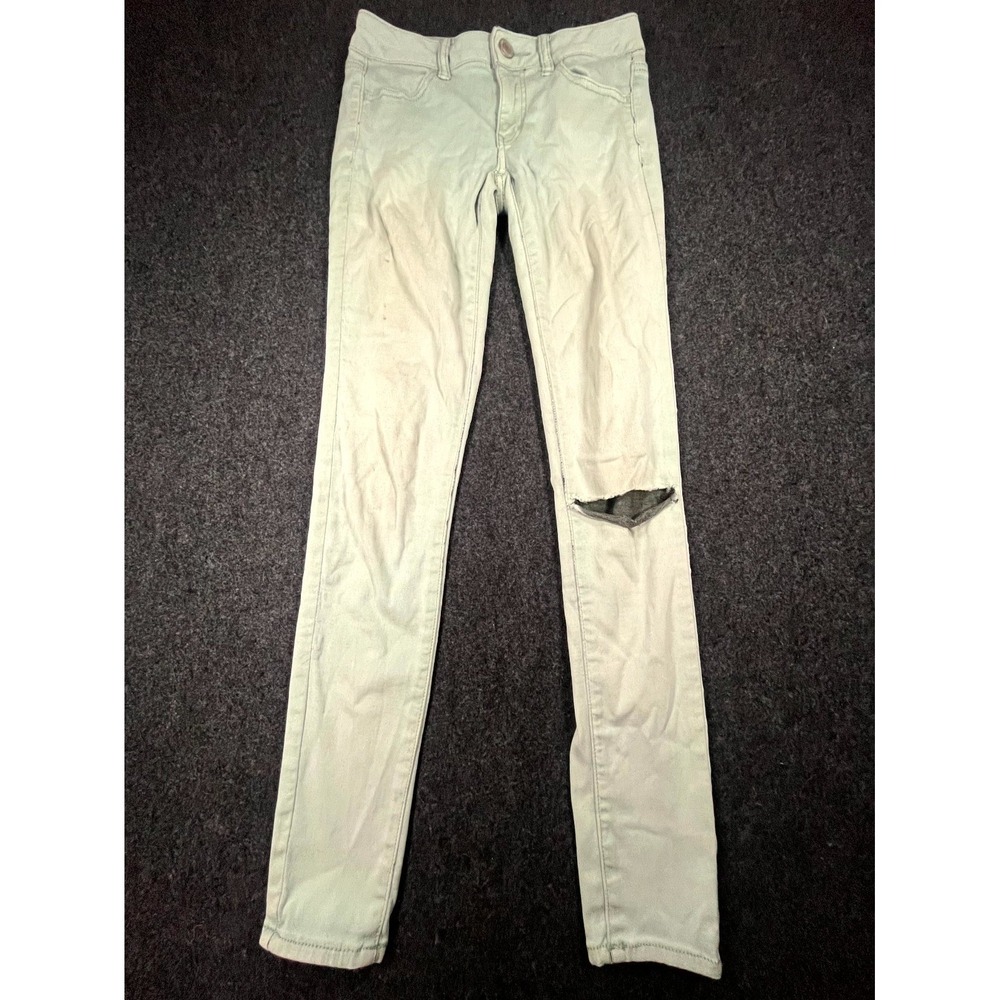 American Eagle Outfitters Jeans Womens 2 Mint Green Distressed Casual Skinny Leg